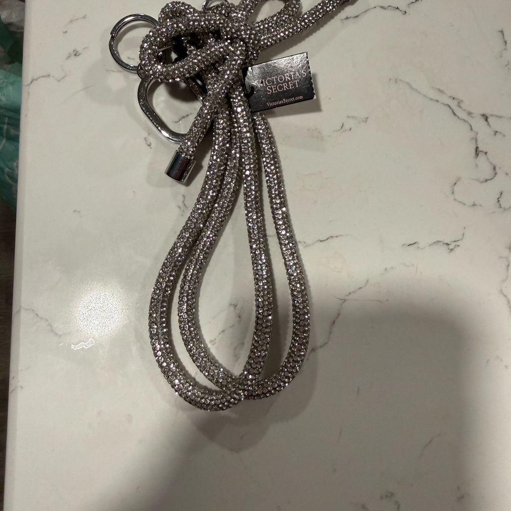 Victoria's Secret Silver Crystal Key & Card Lanyard